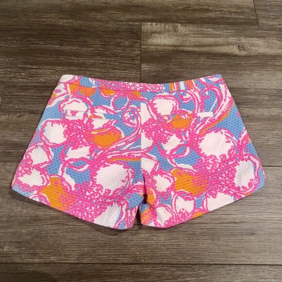 Lilly Pulitzer Adie Shorts 00 Multicolor Side Zip Pockets Textured Flat Front - Picture 2 of 11